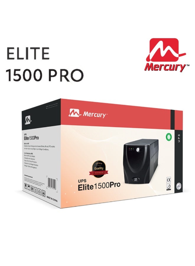 MERCURY ELITE 1500 PRO, 1500VA/900W, OFFLINE, 4X UNIVERSAL SOCKET, 2X 8.2AH BATTERY - Image 2